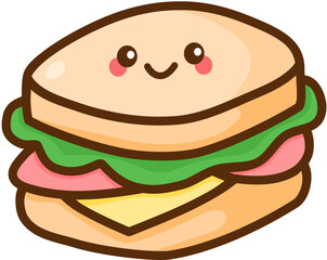 Illustration of a Cute Sandwich with a Face
