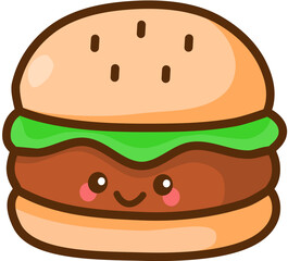 Cute Hamburger Cartoon Illustration