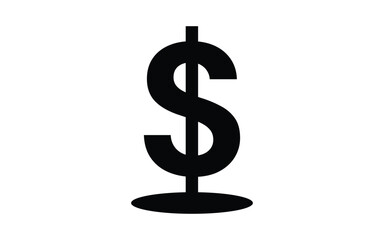 Obraz premium Illustrative dollar symbol with a base, black color on white.