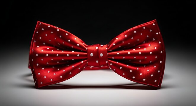 Red Polka Dot Bow Tie on a Dark Background white dots accessory