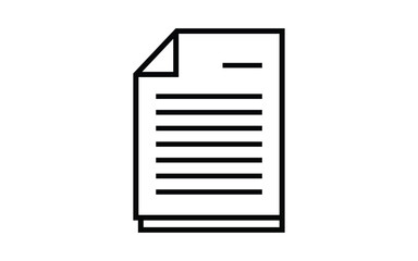 Simple document icon in black outline isolated against white backdrop