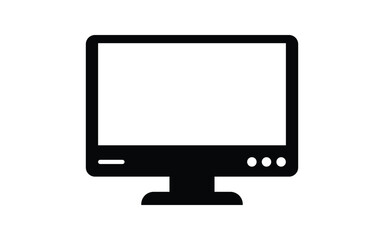 Simple black and white illustration of a computer monitor device