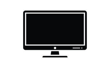 Black Screen Computer Monitor Vector Icon on a White Background