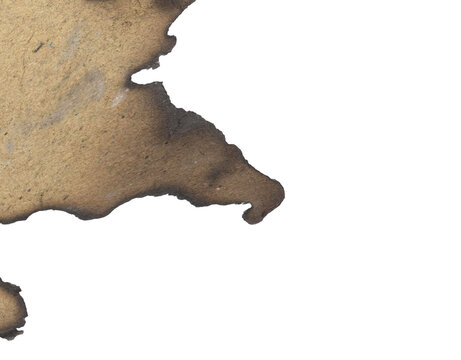A single piece of old, aged paper with burnt and scorched edges isolated on a transparent background png