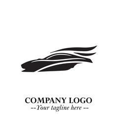 Car Running Fast Logo Symbol in Black on the White Background with Dynamic Speed Design