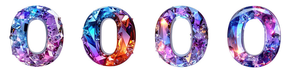 crystal pattern letter O elegant text artwork with imaginative patterns and vivid tones.