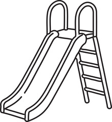 Tall playground slide with ladder side view