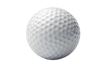 Close-up of a Classic White Golf Ball with Dimples Ready for Tee-Off, Emblem of Precision and Leisure