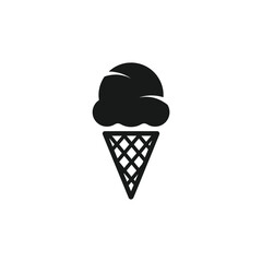 A black and white ice cream cone with a scoop of ice cream in the middle. The cone is shaped like a pyramid