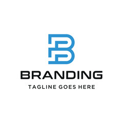 Modern Initial Letter B P with blue monogram line pattern for professional business company branding identity logo design
