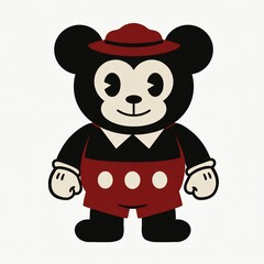 Fototapeta premium Friendly vintage bear in red hat and shorts
