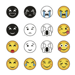 Collection of Diverse Emoji Faces Expressing Various Emotions and Expressions.