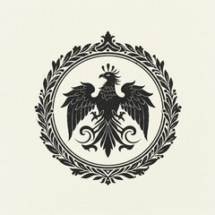 Black Phoenix Crest in an Ornate Wreath