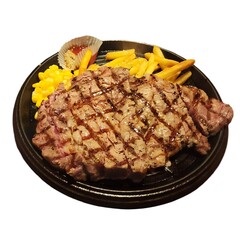 grilled beef steak with vegetables and spices