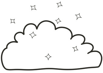 A whimsical night-themed line art illustration for coloring, featuring magical elements like the moon, stars, candle, and cozy house. Perfect for DIY projects, coloring pages, and printable art inspir