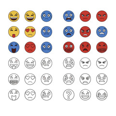 Collection of diverse emoji faces expressing various emotions and styles.