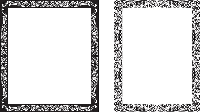 Black and White Ethnic Geometric Frames, Border Set