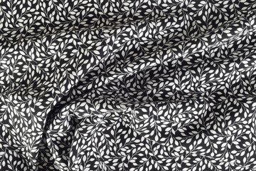 Black and White Leaf Pattern Fabric Background
