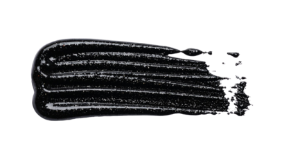 textured abstract black color with glitter paint stroke isolated on transparent background, png