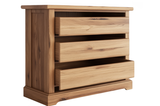 Wooden dresser chest of drawers storage furniture home decor interior design style wardrobe isolated on transparent background