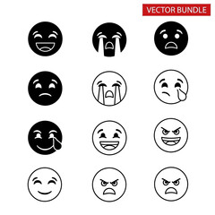 Collection of emotional face emoji icons in two styles.