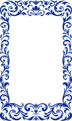 Elegant Blue Ornate Frame with Floral Scrollwork, cover frame design, glass frame design, tiles floral decoration, Page border, certificate border.