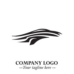 Obraz premium Car Running Fast Logo Symbol in Black on the White Background with Dynamic Speed Design