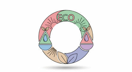 Eco-Friendly Circular Design with Nature Elements Sustainability Icon