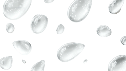 Transparent droplets scattered across a dark background