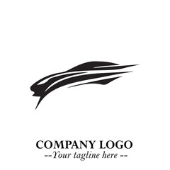 Car Running Fast Logo Symbol in Black on the White Background with Dynamic Speed Design