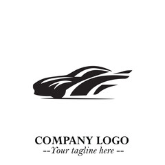 Car Running Fast Logo Symbol in Black on the White Background with Dynamic Speed Design