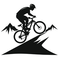 Fototapeta premium mountain bicyclist silhouette