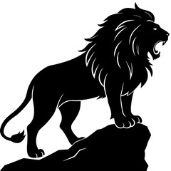 lion black and white vector art illustration