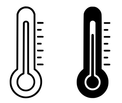 Thermometer Vector Illustration, Outline and Silhouette Versions