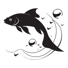 a black fish vector silhouettes isolated on white background 