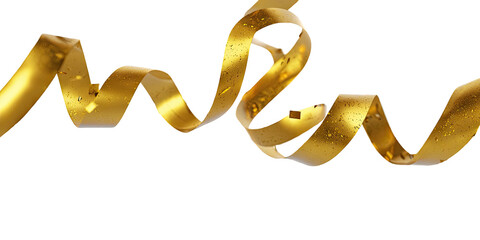 Glittering golden ribbon with sparkling confetti on black