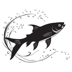 a black fish vector silhouettes isolated on white background 