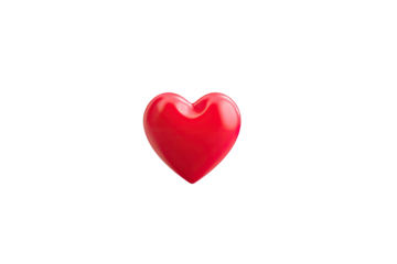 A shiny red heart floats in a dark void