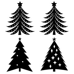 Obraz premium Decorative pine tree silhouette vector perfect for winter holiday creative designs.