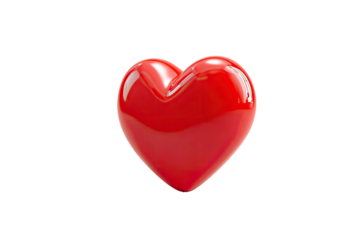 Glossy red heart symbol, isolated on a black background