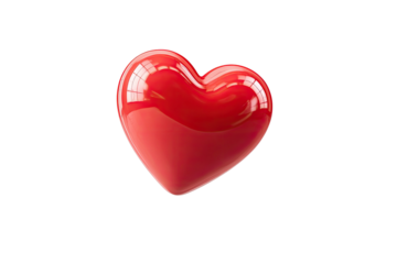 Shiny, glossy red heart shape with reflections on a black background