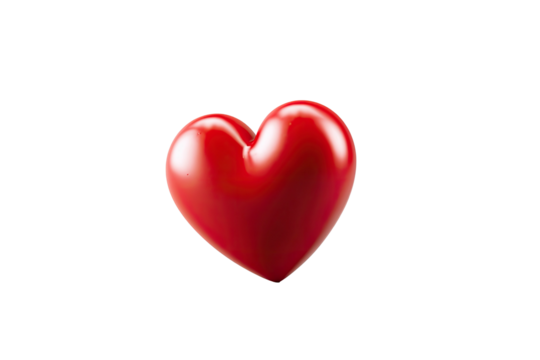 A glossy red heart shape isolated on a black background - Powered by Adobe