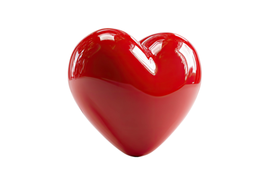 Glossy red heart, isolated on black, symbolizing love and emotion