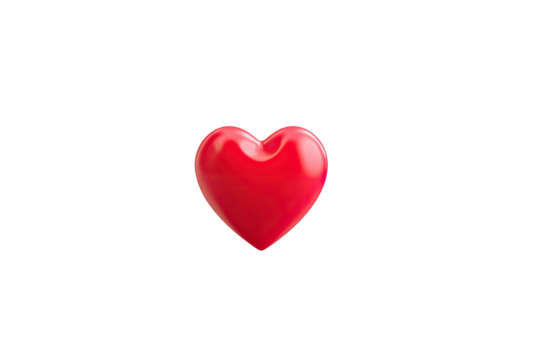 A shiny red heart floats in a dark void