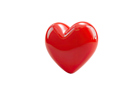 Glossy red heart symbol, isolated on a black background