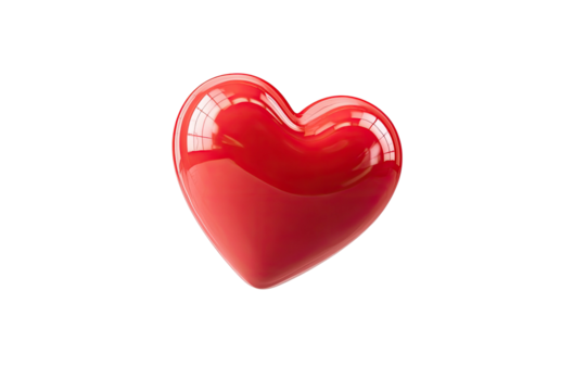 Shiny, glossy red heart shape with reflections on a black background