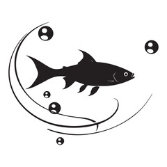 a black fish vector silhouettes isolated on white background 
