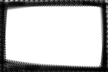 Close up of a vintage television screen with a textured black frame isolated on transparent background