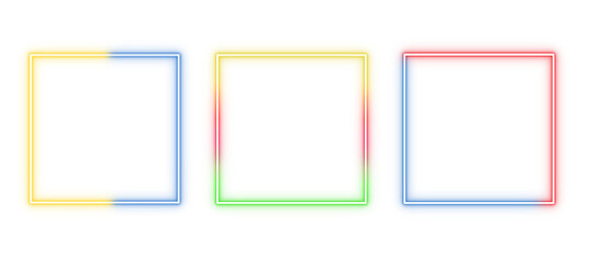 Colorful Gradient Square Frames, Abstract Neon Border Design, Modern Minimal PNG
