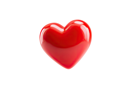 Glossy red heart symbol isolated on black background